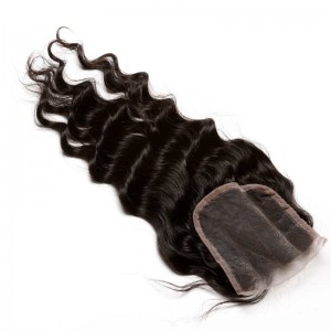 Lace Closure 4*4 Brazilian Virgin Hair Natural Black Color Loose Wave Can be Dyed