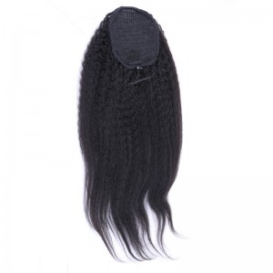 Kinky Straight Ponytail For Women Natural Coarse Yaki Hair 1 Piece Clip In Ponytails