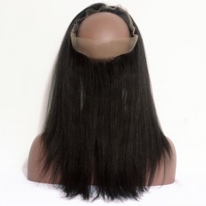 360 Lace Frontal Closure Light Yaki Brazilian Virgin Hair Lace Frontal Natural Hairline 22.5*4*2