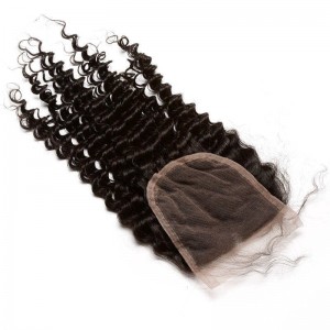 Lace Closure 4*4 Brazilian Virgin Hair Natural Black Color Kinky Curly Can be Dyed