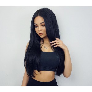 360 Lace Wigs 180% Density Chinese Virgin Hair Silky Straight Human Hair Wigs Bleached Knots
