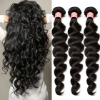 Peruvian Virgin Hair Human Hair Weaves 3 Bundles Loose Wave Natural Color can be dyed and bleached