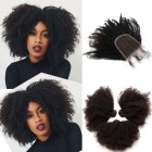 Brazilian Virgin Human Afro Kinky Curly Hair Extensions 3 Bundles with 1 closure Natural Color Dyeable