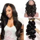 Brazilian Hair 360 Lace Frontal Band Body Wave Brazilian Virgin Hair Lace Frontals Natural Hairline with 3 Bundles