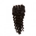 Mongolian Virgin Hair Deep Wave Free Part Lace Closure 4x4inches Natural Color