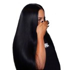 13x6 Lace Front Wig Straight 250% Density Human Hair Wigs 100% Virgin Hair Natural Black Pre Plucked
