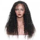 Full Lace Wigs Deep Curly 100% Human Virgin Hair Natural Black Color Bleached Knots
