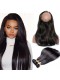 Peruvian Virgin Hair 360 Lace Frontal Band Straight with 3 Bundles Pre-Plucked Natural Hairline Lace Frontal Bleached Knots