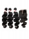 Indian Virgin Hair Body Wave Middle Part Lace Closure with 3pcs Weaves